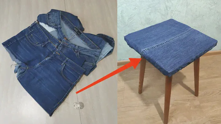 Из остатков старых джинсов сшила чехол на стул). DIY from old jeans