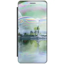 Чехол-книжка Зеленые пузыри на Samsung Galaxy A51 / Самсунг А51 черный зеленый