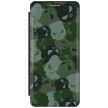Чехол-книжка Камуфляжные черепа на Huawei P40 Pro / Хуавей П40 Про черный зеленый, серый