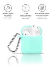 Чехол для наушников Apple AirPods/AirPods 2 силиконовый, бирюзовый