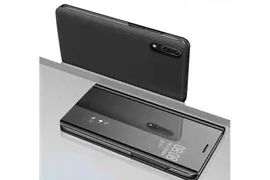 Чехол-книжка MyPads для iPhone XR с дизайном Clear View Cover с полупрозрачной пластиковой крышкой с зеркальной поверхностью черный