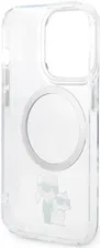 Чехол Lagerfeld для iPhone 15 Pro PC/TPU NFT Karl & Choupette Metal ring Hard Прозрачный (MagSafe)