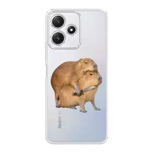 Силиконовый чехол на Xiaomi Redmi 12R / Сяоми Редми 12R Капибара с ножом, прозрачный бесцветный, бежевый