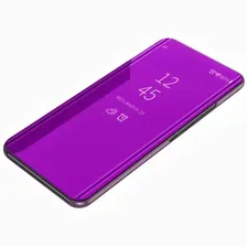 Чехол-книжка MyPads для Xiaomi Redmi 9 с дизайном Clear View Cover с полупрозрачной пластиковой крышкой с зеркальной поверхностью синий