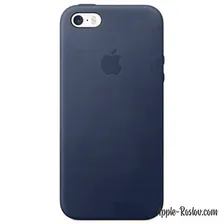 Кожаный чехол для iPhone 5/5s/SE тёмно-синего цвета