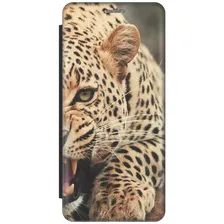 Чехол-книжка на Apple iPhone Xs / X / Эпл Айфон Икс / Икс Эс с рисунком "Рассерженный хищник" черный коричневый, черный