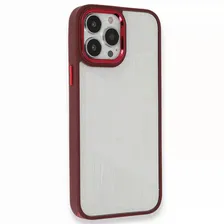 Чехол iPhone 14 Pro цветной бампер, красный, Красный;прозрачный, Чехол iPhone 14 Pro цветной бампер, красный