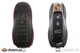 Чехол для ключа Porsche (Брелок) "String", Цвет кожи: Черный
