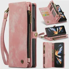 Чехол CaseMe Z Fold 4 Для Galaxy Z Fold 4, кошелек на молнии, чехол-бумажник, 5 слотов для карт, наличные для Samsung Galaxy Z Fold 4, кожаный чехол