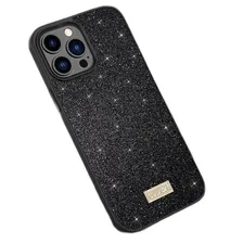 Чехол накладка для Samsung S22 SULADA Glittering Powder силикон+пластик черная с блеском, черный бампер