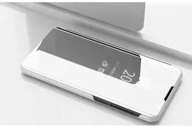 Чехол-книжка MyPads для Samsung Galaxy S20 с дизайном Clear View Cover с полупрозрачной пластиковой крышкой с зеркальной поверхностью серебристый