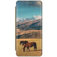 Чехол-книжка на Samsung Galaxy S20+, Самсунг С20 Плюс c принтом "Пастбище" золотистый