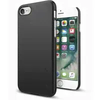 Чехол Spigen на Apple iPhone SE (2022/2020) (042CS20427) Thin Fit / Спиген чехол для Айфон СЕ тонкий, противоударный, с защитой камеры, черный